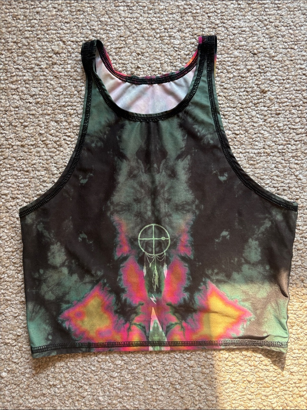 teeki Green Black Tie-Dye Crop Tank & Leggings Set - Picture 3 of 6